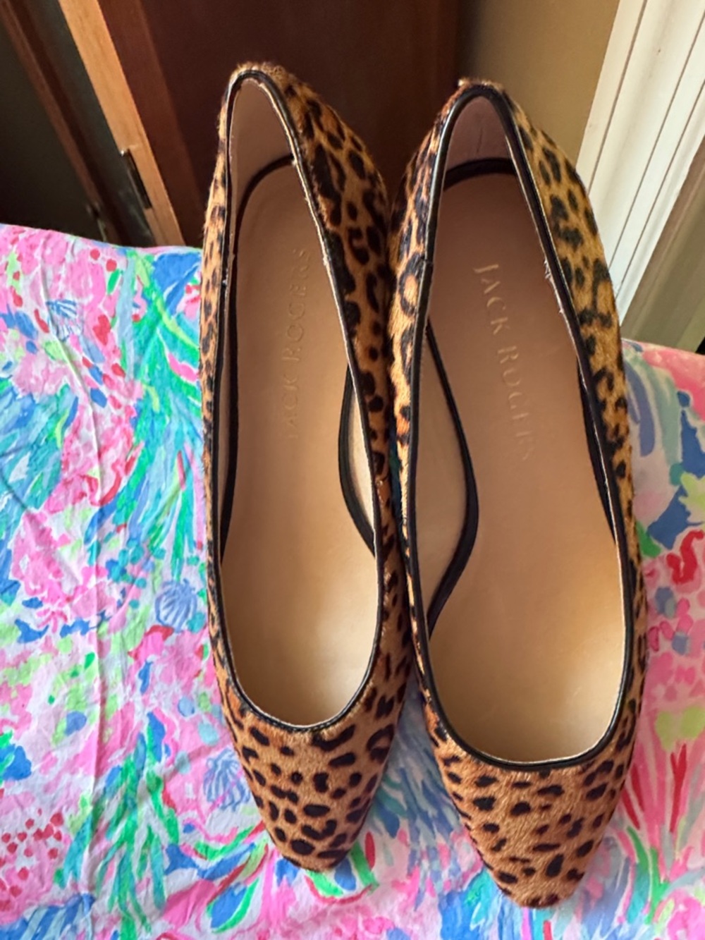 Jack Rogers Leopard-Print Pointed Toe Flats - Brown & Black